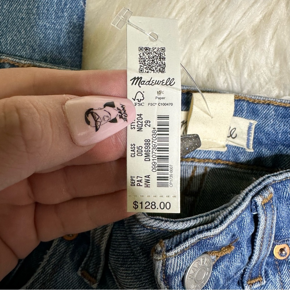 Nwt Madewell 90's straight leg crop Blue Denim Jeans - Picture 9 of 13
